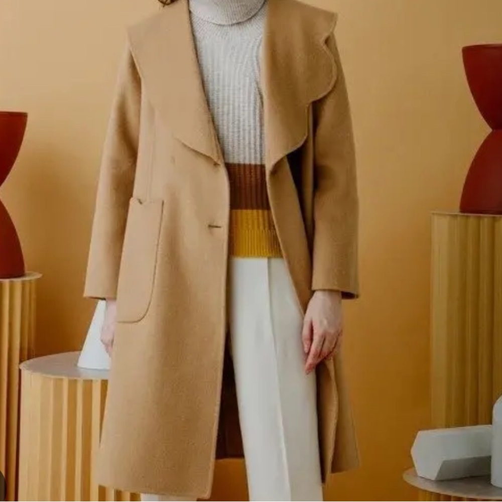 Petite Studio Scalloped Rachel Wool Coat